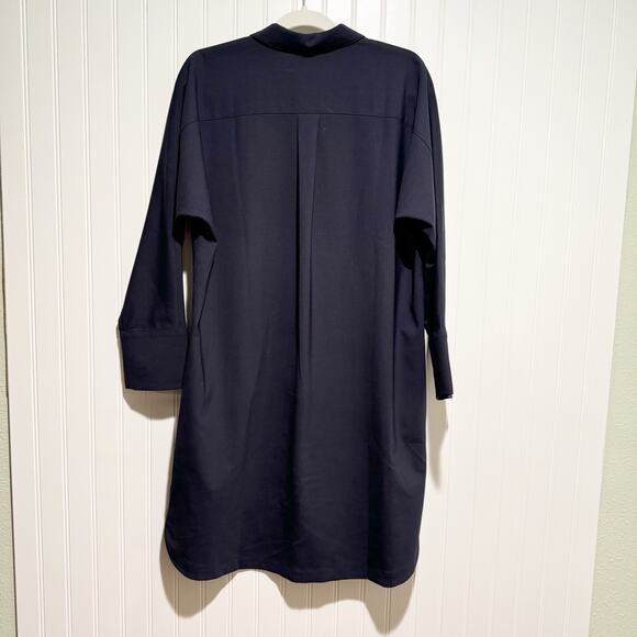 Everlane Navy Blue The Artist Smock Shirt Dress Wool Blend Size Medium - Picture 8 of 8